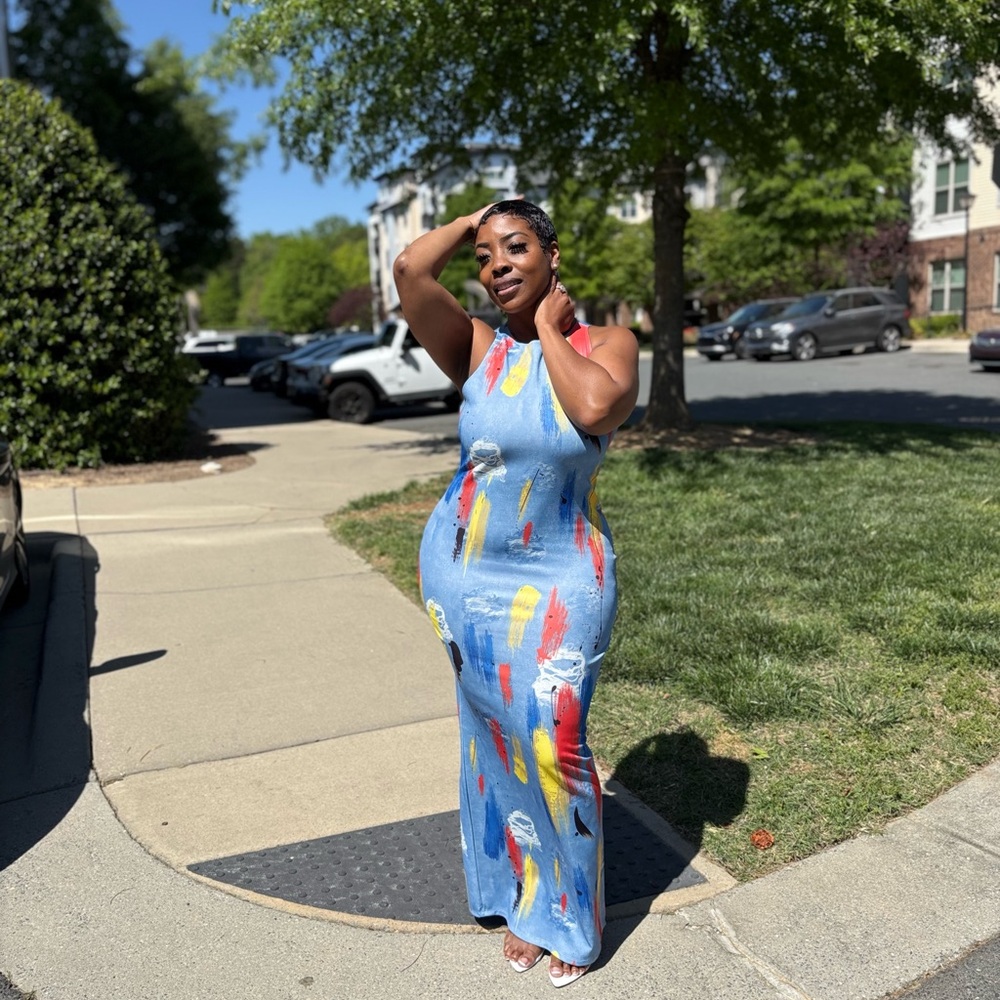 Colorful Sleeveless Maxi Dress